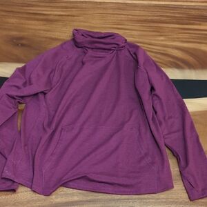 Eddie Bauer Plum Funnel Neck Pullover Women’s L Front Pouch Pocket